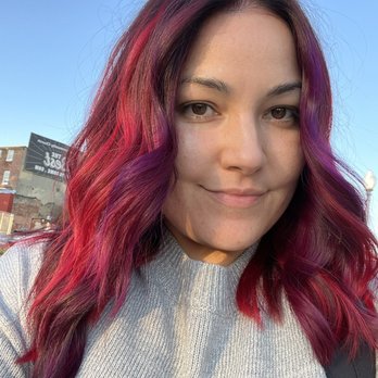 Blackbird Salon - Red balayage with a purple money piece - Hair Salons Near Me - Washington, DC, District of Columbia