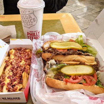 Charleys Cheesesteaks and Wings - Philly Cheesesteak Combo W/ Cheese & Bacon Fries and Regular Strawberry Lemonade $12.49 + $5.98 = $18.47 - Cheesesteaks Near Me - Arcadia, California Charleys Cheesesteaks and Wings - Philly Cheesesteak Combo W/ Cheese & Bacon Fries and Regular Strawberry Lemonade $12.49 + $5.98 = $18.47 - Cheesesteaks Near Me - Arcadia, California