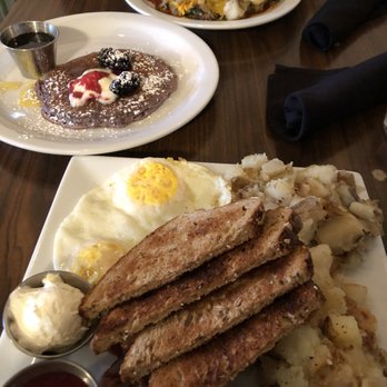 The Shop - Duck hash - lemon pancake - Americana with bacon - Breakfast & Brunch Near Me - Albuquerque, New Mexico The Shop - Duck hash - lemon pancake - Americana with bacon - Breakfast & Brunch Near Me - Albuquerque, New Mexico