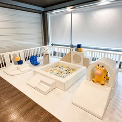 Dapper Cuties - Amalfi Coast inspired soft play setup at Heather Farms Community Center (Lakeside Room) in Walnut Creek, CA.