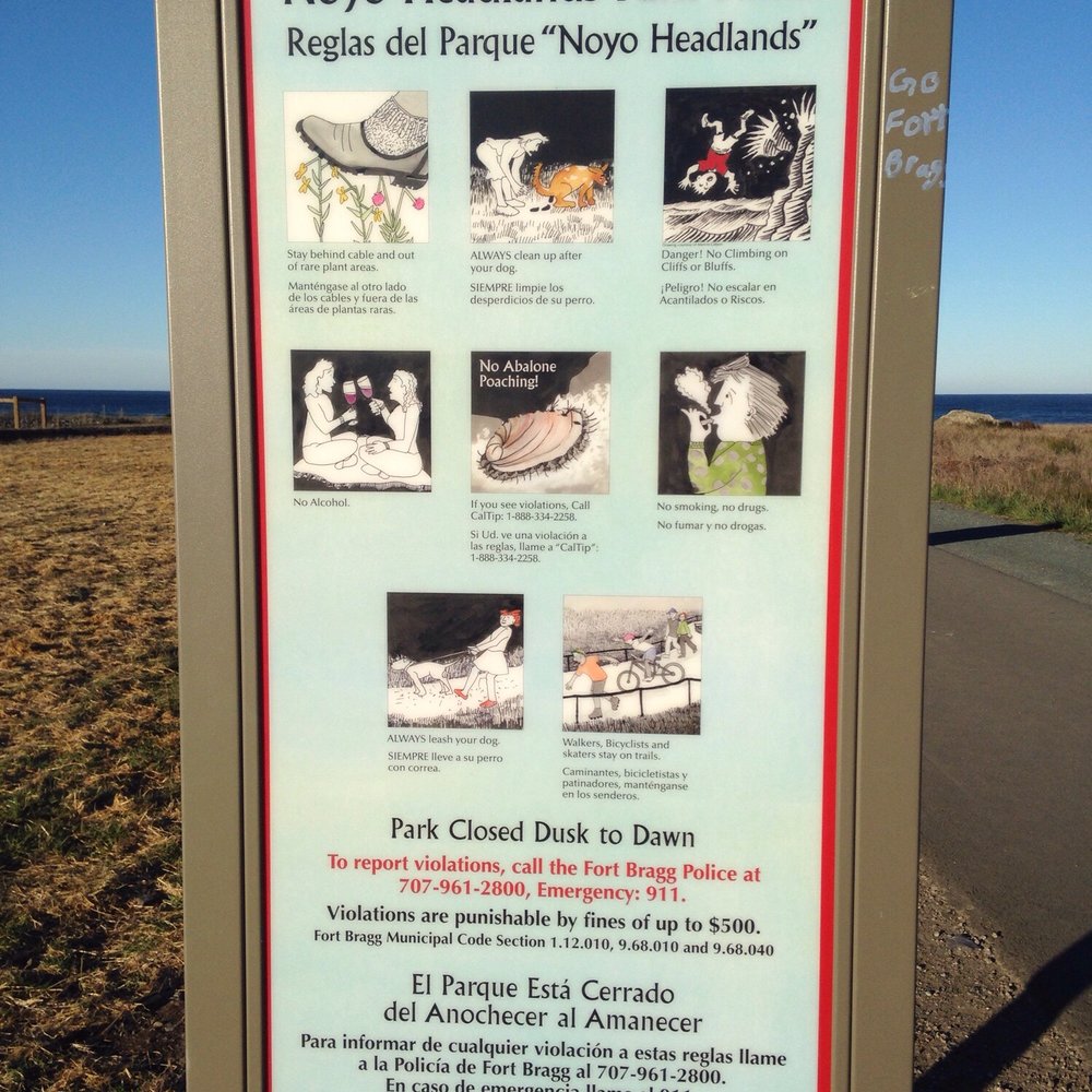 Noyo Headlands Park - Written in pen on the right it also says "go fort Bragg"-lol - Hiking Near Me - Fort Bragg, California Noyo Headlands Park - Written in pen on the right it also says "go fort Bragg"-lol - Hiking Near Me - Fort Bragg, California