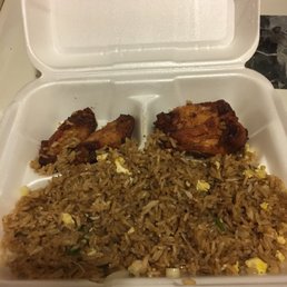 Lunch special. Cut wings and egg fried rice.