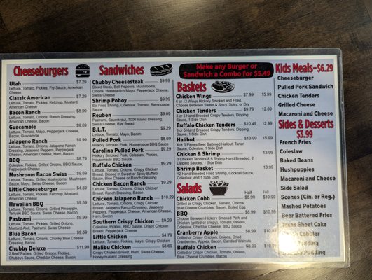 Menu photo 1 Chubby's Cafe Springville, UT