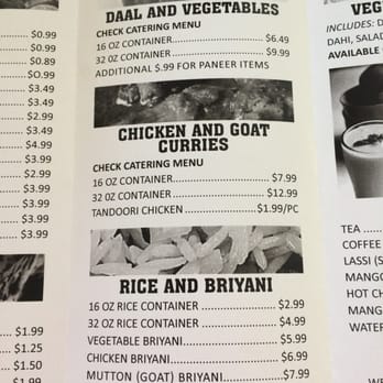 Desi Bazaar - a menu for a restaurant - Grocery Near Me - Noblesville, Indiana