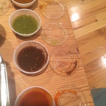 tacoria - Montclair - Four house made sauces!! (Top and darkest are my fave) - Mexican Near Me - Montclair, New Jersey tacoria - Montclair - Four house made sauces!! (Top and darkest are my fave) - Mexican Near Me - Montclair, New Jersey