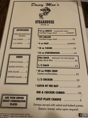Menu photo 4 Daisy Mae's Steakhouse Tucson, AZ