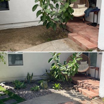 Bilt By Cam - Front porch with rock-scape and new irrigation drain - Landscape Architects or Designers Near Me