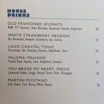Lago - Drinks menu. Wed lunch 2022-11-23 - Italian Near Me - Las Vegas, Nevada