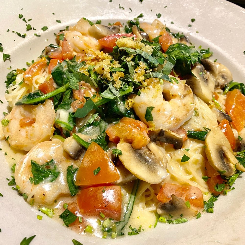 Palazzo's - a plate of pasta with shrimp and vegetables - Italian Near Me - Houston, Texas Palazzo's - a plate of pasta with shrimp and vegetables - Italian Near Me - Houston, Texas