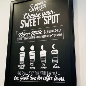Summer Moon Coffee - Choose your sweet spot (moon milk level) for your drinks! - Coffee & Tea Near Me - Overland Park, Kansas Summer Moon Coffee - Choose your sweet spot (moon milk level) for your drinks! - Coffee & Tea Near Me - Overland Park, Kansas
