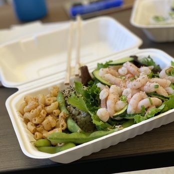 Hashtag Poki - a shrimp salad in a styrofoam container - Poke Near Me - Berkeley, California