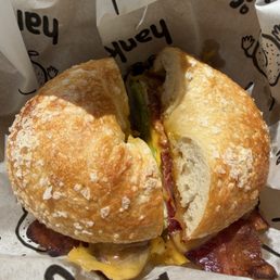 Bacon, egg, cheese, avocado on a salt bagel. BUILD YOUR OWN BAGEL Bacon, egg, cheese, avocado on a salt bagel. BUILD YOUR OWN BAGEL