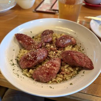 The Old Polish Corner - Kielbasa and noodles with broth - Bars Near Me - Alpena, Michigan