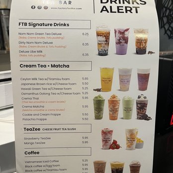 Factory Tea Bar-Westminster - New drinks menu - Coffee & Tea Near Me - Westminster, California Factory Tea Bar-Westminster - New drinks menu - Coffee & Tea Near Me - Westminster, California