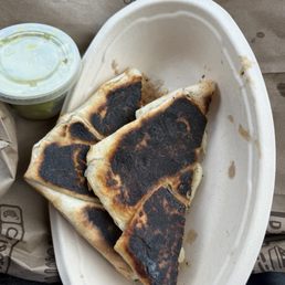 Burnt and cheeseless Build Your Own Quesadilla