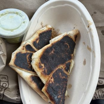 Chipotle Mexican Grill - Burnt and cheeseless Build Your Own Quesadilla - Mexican Near Me - Jeffersonville, Ohio