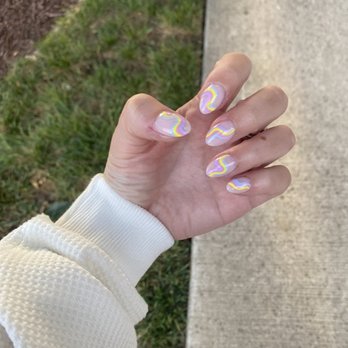 Cachet Nail Boutique - SNS, gel swirls on top - Nail Salons Near Me - Charlotte, North Carolina
