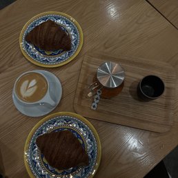 Croissants, Latte, Mint Bruce Lee Tea Croissants, Latte, Mint Bruce Lee Tea