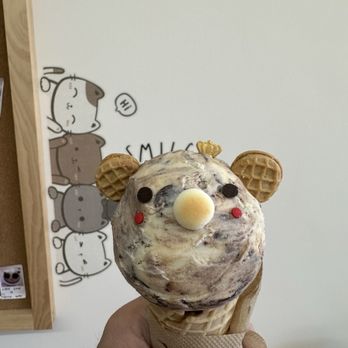 Beary Sweet - Moose tracks ice cream with a bear face.  Nutterbutter cookies for ears. - Ice Cream & Frozen Yogurt Near Me - Niles, Illinois