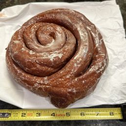 A 7" diameter coffee roll!!! Tasted good but dang! Three of us couldn't finish it. LOL A 7" diameter coffee roll!!! Tasted good but dang! Three of us couldn't finish it. LOL