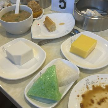 New Fortune 2 - Pictured is Sticky rice cake, coconut and mango pudding, pork congee - Dim Sum Near Me - Austin, Texas