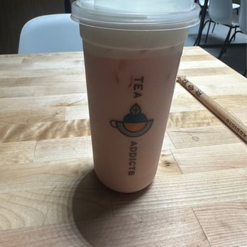 Tea Addicts - 11. Rose Milk Tea with cheese foam - Bubble Tea Near Me - Seattle, Washington Tea Addicts - 11. Rose Milk Tea with cheese foam - Bubble Tea Near Me - Seattle, Washington