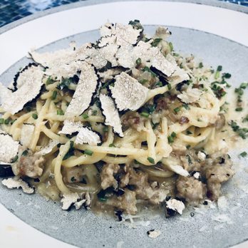 Paradiso - Handmade spaghetti with Italian sausage, white wine & black truffle. Yum! - Bars Near Me - Dallas, Texas