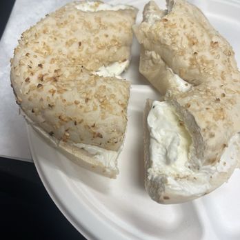 Cassidy's Corner Cafe - Flat undercooked garlic bagel - Bagels Near Me - La Mirada, California