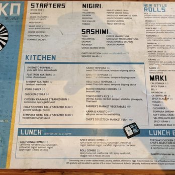 Saiko Sushi - Menu (as of July 2026) - Sushi Bars Near Me - Coronado, California