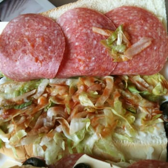 Spicy Pie - Salami Sub. Sent it back. Literally only 3 pieces of thin cut Salami! Pitiful! Even Subway puts on more meat! - Pizza Near Me - Minot, North Dakota Spicy Pie - Salami Sub. Sent it back. Literally only 3 pieces of thin cut Salami! Pitiful! Even Subway puts on more meat! - Pizza Near Me - Minot, North Dakota