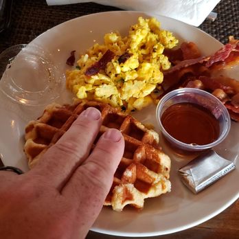 Savannah Coffee Roasters - So called Belgian waffle. Barely bigger than 2 fingers. - Coffee & Tea Near Me - Savannah, Georgia
