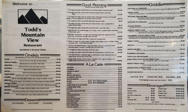 Menu photo 1 Todds Mountain View Restaurant Lancaster, OH Menu photo 1 Todds Mountain View Restaurant Lancaster, OH
