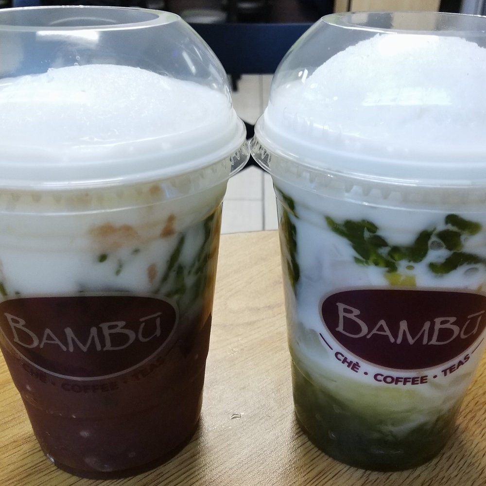 BAMBU - Chè beverages - Red bean combo (left), fruit combo (right) - Bubble Tea Near Me - Edmonds, Washington