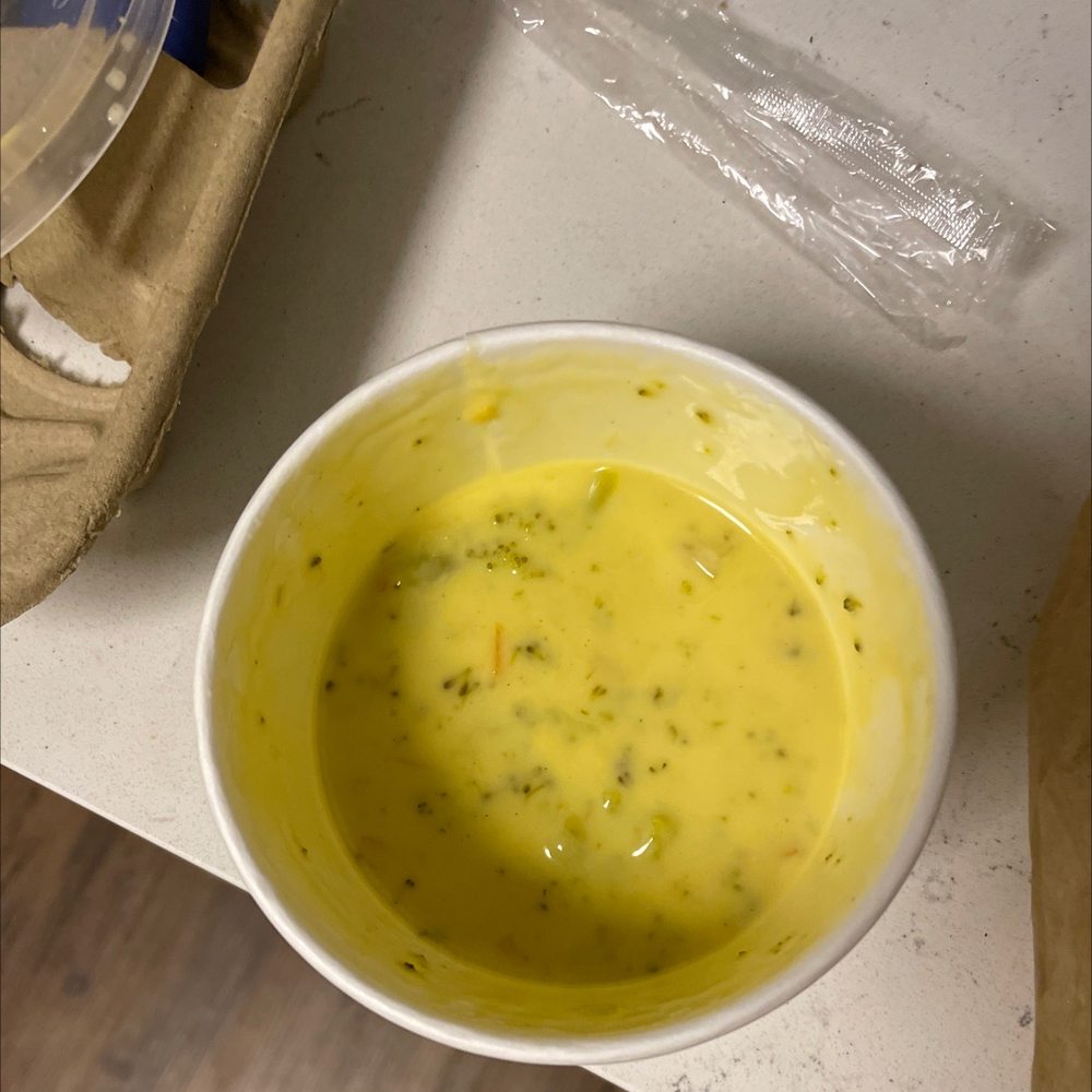 Panera Bread - To go Broccoli cheddar soup almost empty - Sandwiches Near Me - Smyrna, Georgia