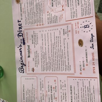 Beginner's Diner - Food menu - Diners Near Me - San Diego, California