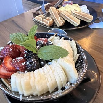 Blackstone Kitchen - Pancake strips with fruit and kids waffles eggs and bacon - New American Near Me - Corona, California Blackstone Kitchen - Pancake strips with fruit and kids waffles eggs and bacon - New American Near Me - Corona, California