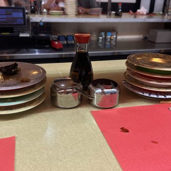 Sushi Train Kiteki - Our stack of plates - Sushi Bars Near Me - Geneva, GE Sushi Train Kiteki - Our stack of plates - Sushi Bars Near Me - Geneva, GE