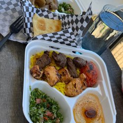 Secret Shawarma - Tika combination plate and gyro plate.