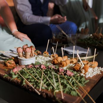 Social Tap Catering - Ahi Tartare, Spring Roll, Teriyaki Chicken Skewers, Steak Tataki (photo credit: Willmus Weddings) - Caterers Near Me Social Tap Catering - Ahi Tartare, Spring Roll, Teriyaki Chicken Skewers, Steak Tataki (photo credit: Willmus Weddings) - Caterers Near Me