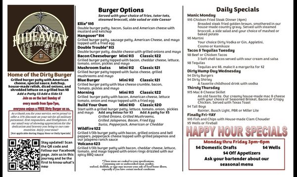 Menu photo 2 The Hideaway Sports Pub & Eatery Spanaway, WA Menu photo 2 The Hideaway Sports Pub & Eatery Spanaway, WA