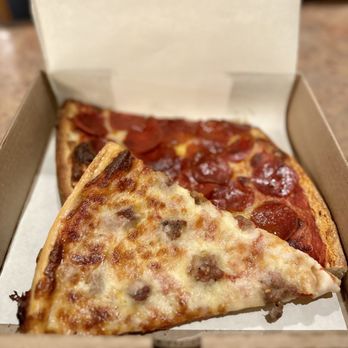 Yorkside Pizza and Restaurant - sausage slice & pepperoni pizza ($3.50 per slice) - Pizza Near Me - New Haven, Connecticut Yorkside Pizza and Restaurant - sausage slice & pepperoni pizza ($3.50 per slice) - Pizza Near Me - New Haven, Connecticut