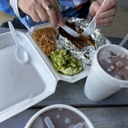 Blue Ridge Pig - Brisket baked beans and dill potato salad