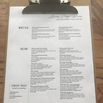 Sans Liege Wine Tasting - Wines as of March 2018 - Wine Tasting Room Near Me - Pismo Beach, California