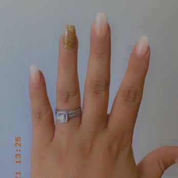 Organic Nails and Spa - nude ombre coffin nails medium size - Nail Salons Near Me - Turlock, California