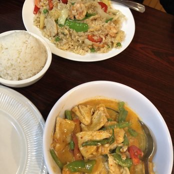 Krua Thai - Krua Thai fried rice (top), Chicken Panang curry (bottom) - Thai Near Me - Natick, Massachusetts
