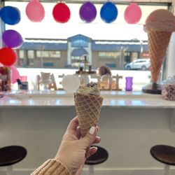 Lollidrops Sweet Shoppe - Salted caramel ice cream on waffle cone