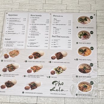 Pho Lala - Table menus are in German, so this English version on the wall was much appreciated! - Vietnamese Near Me - Vienna, 9