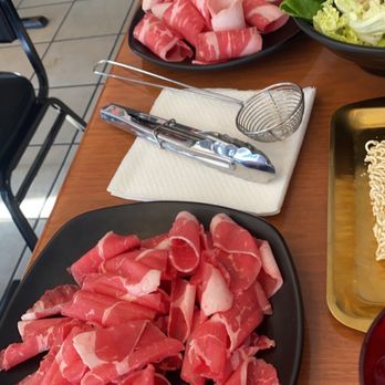 Shabu Day - The plate on the left is the Beef Sirloin- Right is the Brisket! - Korean Near Me - St. Louis, Missouri Shabu Day - The plate on the left is the Beef Sirloin- Right is the Brisket! - Korean Near Me - St. Louis, Missouri