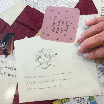 Lu Lu Coffee - Notes under the community table - Coffee Roasteries Near Me - Fullerton, California