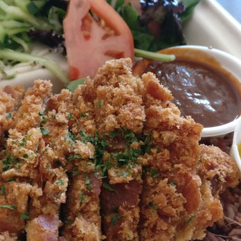 Peace Café - Tempeh katsu plate - Vegan Near Me - Honolulu, Hawaii Peace Café - Tempeh katsu plate - Vegan Near Me - Honolulu, Hawaii